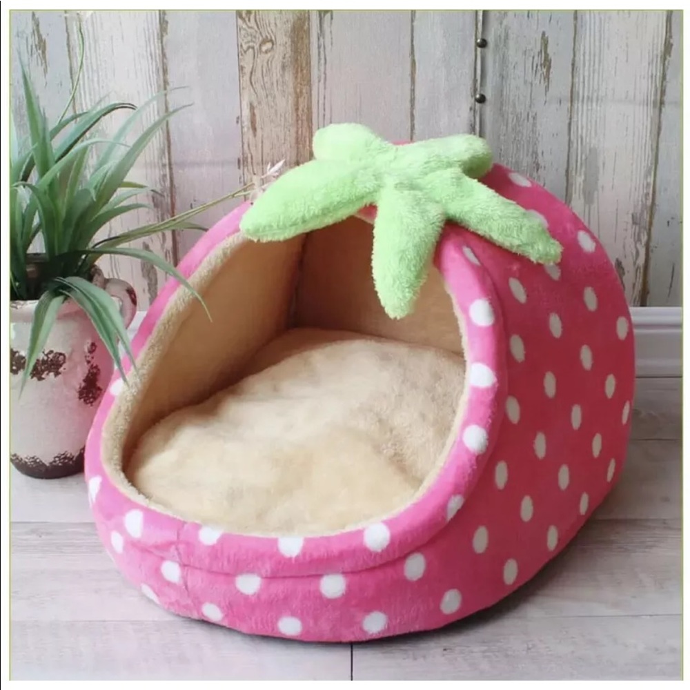 🌺HP🍓Dog bed Strawberry cute cushion plush pink cat
